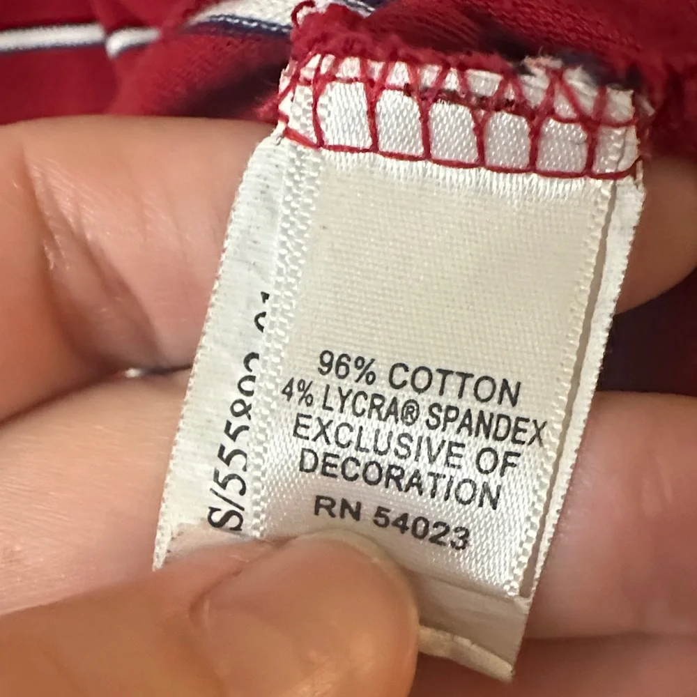 Banana Republic Men's Red and White Striped Polo Shirt